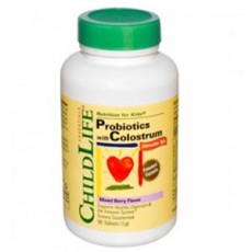 차일드 라이프, 씹어먹는 프로바이오틱스 with 초유 Mixed 베리 맛, 90 Tablets