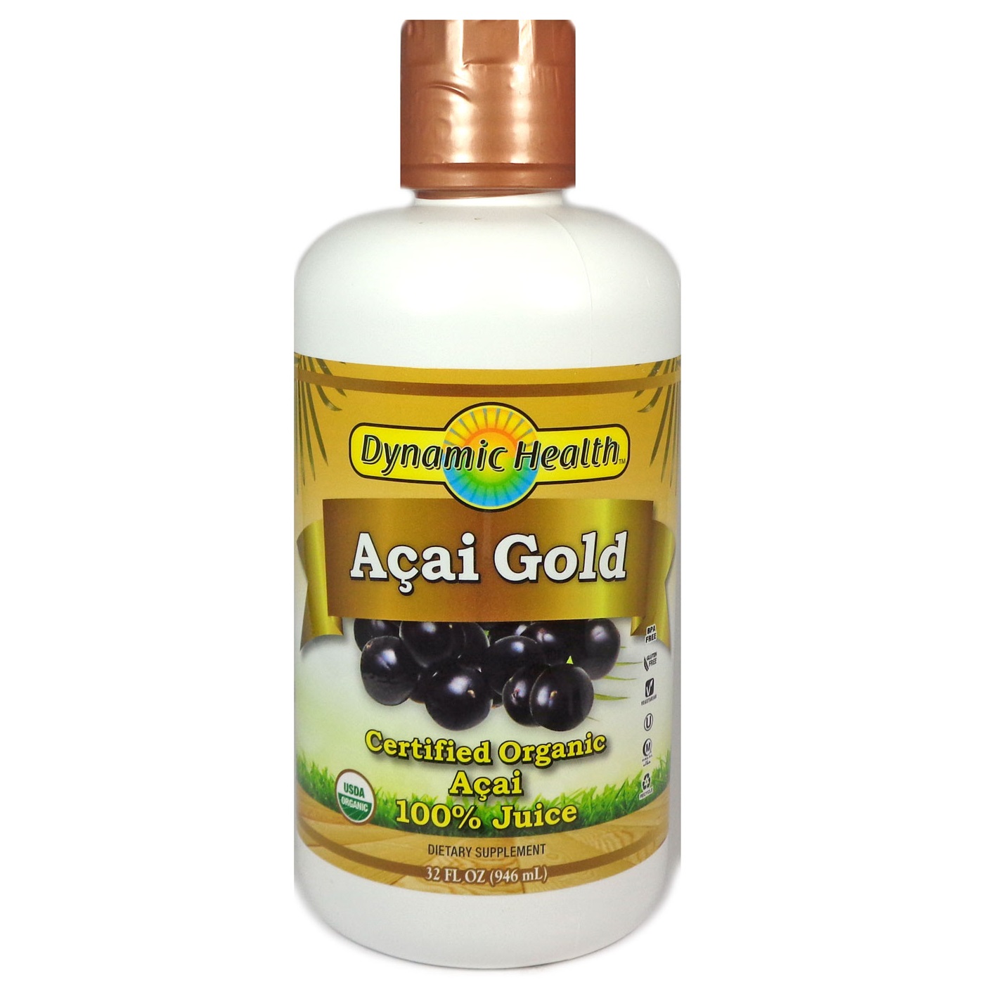 다이나믹 헬스, USDA 유기농, 아사이 골드, 32 fl oz (946 ml)